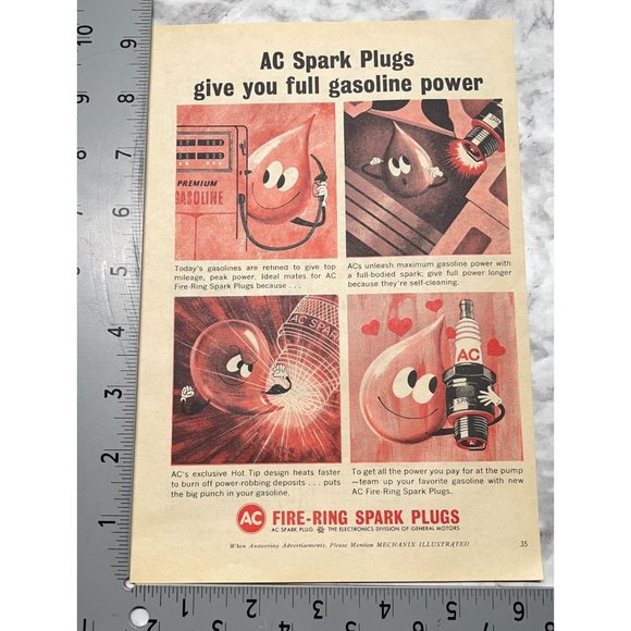AC Spark Plugs Print Ad Vintage 1963 General Motors GM Gasoline Power - Picture 2 of 6